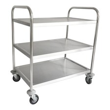 STIER Edelstahl-Servierwagen 4 Lenkrollen Edelstahl Küchenwagen 810x460x900 mm