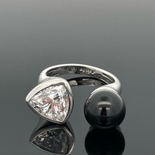 RING GR.18 (56) 925/-SILBER RHODINIERT MIT ONYX & ZIRKONIA SCHMUCKJAGD