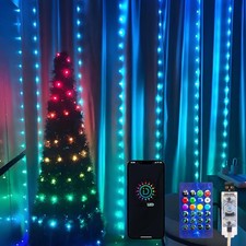 LED Vorhang Lichter 16 Mio. Farben APP Sync mit Musik  Lichterkettenvorhang IP65