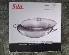 Silit Edelstahl Wok 36 cm mit Glasdeckel und Ablagegitter