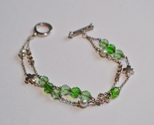 Vintage Y2K JOOP! Armband, Bettelarmband, silber, grün Kreuze, 925er Silber