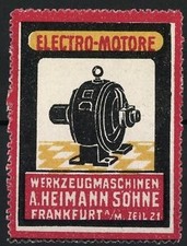 Reklamemarke Frankfurt a. M., Werkzeugmaschinen A. Heimann & Söhne, Zeil 21, El 