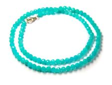 Blauer Andenopal Halskette in facettierter Kugelform Ø-3 mm 925er Silber