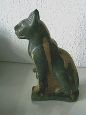 KATZE BASTET altäqypt. Göttin Naturstein Schnitzerei Skulptur Statuette Deko alt