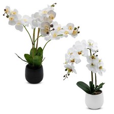 Seiden Orchidee künstlich im Topf - 2 Modelle - Tisch Deko Blume Zimmer Pflanze