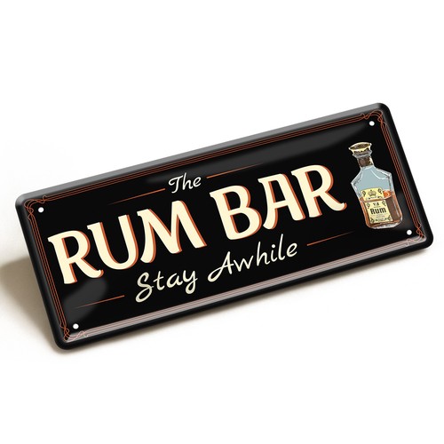 Blechschild rum bar 28x12 - blechschild,