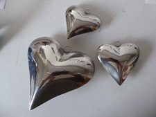 Dekoration Set mit 3 Herzen Metall glänzend Fenster-Deko