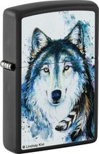 Zippo Feuerzeug Benzin schwarz farbe Lindsay Kivi Wolf Lizenz 60006987 Schnee