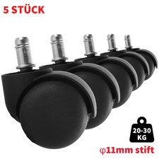 5X HARTBODENROLLEN BÜROSTUHLROLLEN PARKETT LAMINAT 50MM STIFT Ø11MM STUHLROLLEN