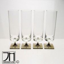Rosenthal 4 Sekt Bier Gläser 60er Jahre Rauchglas quadratischer Stand