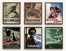 als Set: 6 Plakate Bundeswehr Fallschirmjäger Luftschutz Poster Panzer Wehrmacht
