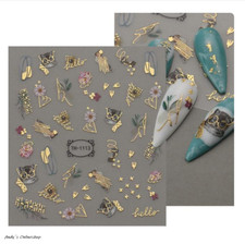 3D Nagel Sticker Nail Art Gold Selbstklebend Aufkleber Glitzer Nagelsticker