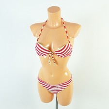 VERDISSIMA 2-teilig Bikini Set Streifen Stick Rot Weiß Gr. S 75A 