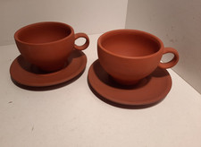 Tasse uns Untertasse _ Ton / Keramik / Terrakotta 2x Teetasse mit kleinem Teller