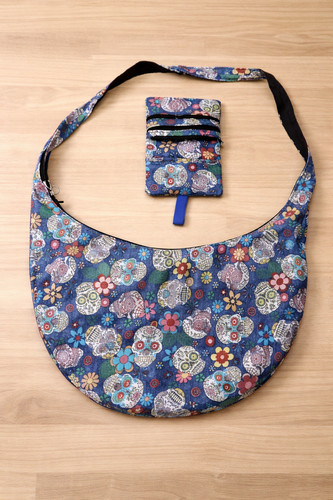 Stofftasche set skull blumen - stofftasche,