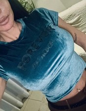 Oberteil Samt Shirt Look Mit Print