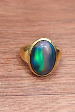 10K Gelbgold Naturschwarz Opal