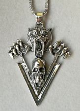 Säbelzahn Tiger Anhänger Mit Halskette Silber Totenschädel Schädel Dreieck Skull