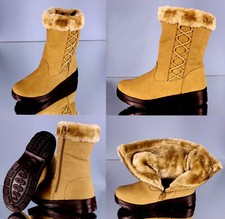 Damenstiefel Gr. 39 Fellstiefel braun/beige Reißverschluß Innenbereich Kunstfell