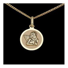 Schutzengel Anhänger rund Gold 333 Engel Taufe Kommunion Geburt Kinder Damen