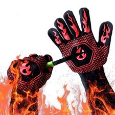2x Feuerfeste Grillhandschuhe 800°C Hitzebeständige Schutzhandschuhe für Grill