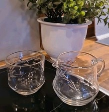 Original Vintage ~ Milchkännchen Zuckerdose Milch + Zucker Set Glas geschliffen