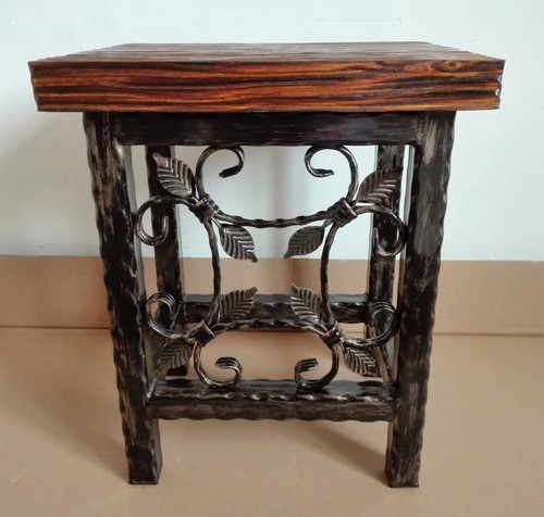 Hocker schmiedeeisen holz - schmiedeeisen,