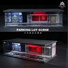 1:64 Diorama Parkplatz Modell LED Beleuchtung Punk Art Garage Szene Vitrine DE