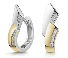 925 ECHT SILBER *** Bicolor Zirkonia Creolen Ohrringe vergoldet  19,5 mm