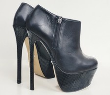 Buffalo Plateau Stiefeletten schwarz Leder 17cm Absatz Gr.38