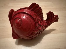 Vintage Fisch Spardose Rot