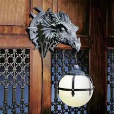 LED Drachen Kopf Lampe Hängelampe Deko Leuchte aus Harz Gothic ca 18cm