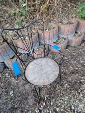 1/2 Bistro Stuhl aus Metall Antiker Vintage Balkon Garten Terrasse Retro Möbel