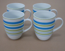 4x Tchibo TCM Kaffeebecher Henkelbecher - blau grün gestreift - Streifen