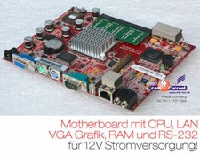 KOMPAKTES MOTHERBOARD A230 13x17cm INKL CPU VGA 3xUSB NETZWERK RAM MSDOS 12 V MM