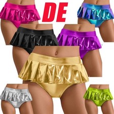 DE Damen Rock Holographi Minirock Glitzer Faltenrock Tanga Karnevalskostüm Röcke