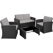 Rattan Lounge Jesolo Gartenlounge Terrassenmöbel schwarz/grau B-Ware