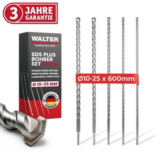 WALTER SDS Plus Bohrer Set 5-teilig, 600 mm lang,  Ø 10/12/16/22/25 mm