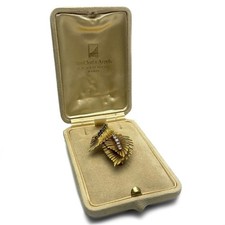 VAN CLEEF & ARPELS VINTAGE 750er GOLD DIAMANT SAPHIR BROSCHE 1958 ORIGINAL BOX