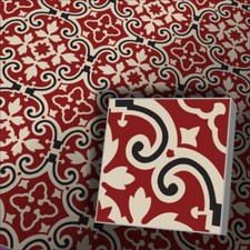 Zementfliese Dekor Fingran rot