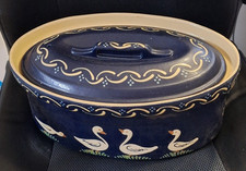 Vintage große Baeckeoffe Terrine mit Deckel Elsaß Soufflenheim Frankreich blau