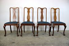 Original Englische Vintage Chippendale Stuhl Set Hochwertiger Streifen Stoff