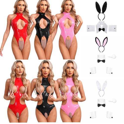 Damen sexy wetlook bodysuit - damen,