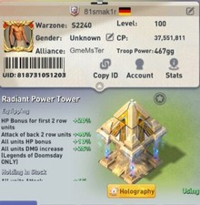 top war account, VIP9, 37.5CP