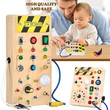 Montessori Spielzeug Busy Board mit LED-Lichtschalter, Aktivitätstafel, Holzspie