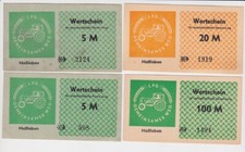 4 Banknoten 5 bis 100 Mark DDR