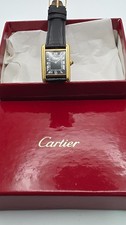 Must de Cartier Tank 18kt Gold auf Silber Mechanische Uhr in Cartier Geschenkbox.