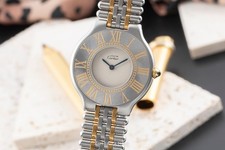 Cartier must de Cartier 21 GM Lady "Grain de riz" Stahl Gold Damenuhr Ref. 9010