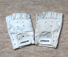Sprint Fahrradhandschuhe Sport Fitness echt Leder weiß ungetragen Gr. 8,5