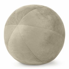 Kissen Kopfkissen Sofakissen Elegant Modern Rund 24 cm beige Velours Dekokissen